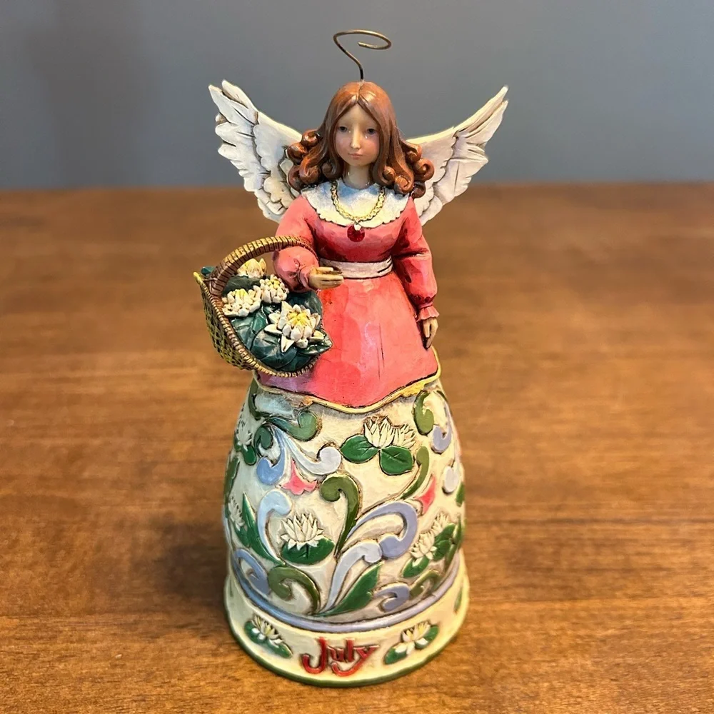 Jim Shore Angel July Birthday 2008 Ruby Water Lilies Heartwood Creek Figurine - Picture 1 of 7